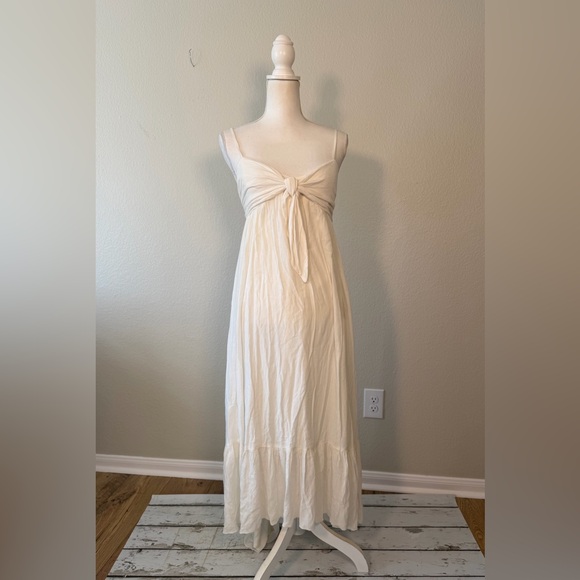 Free people white cotton high low maxi dress beach knot wedding Sz small cotton - Picture 5 of 9